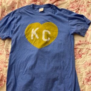 Charlie Hustle Blue and Yellow Heart Shirt